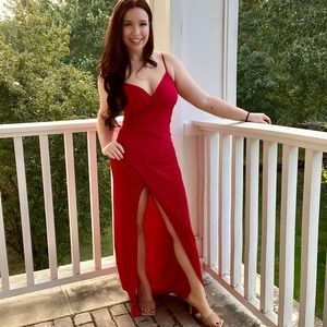 Women’s red formal special occasion wedding guest dress